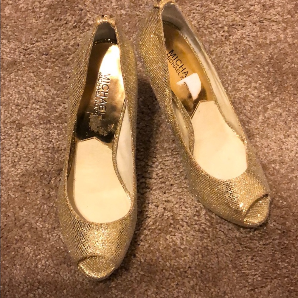 Michael Kors gold glitter heels